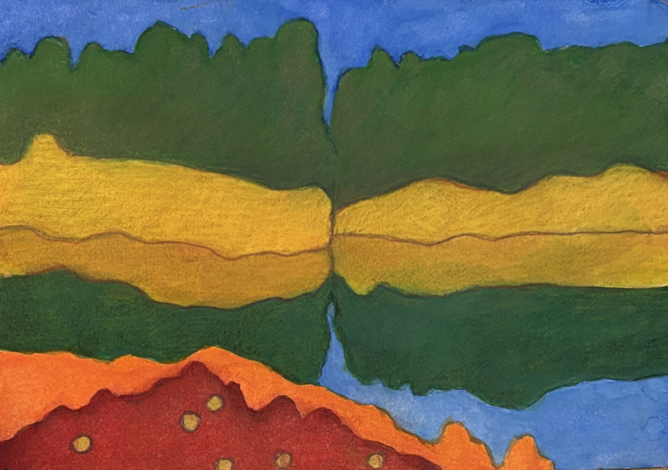 Colorful landscape drawing